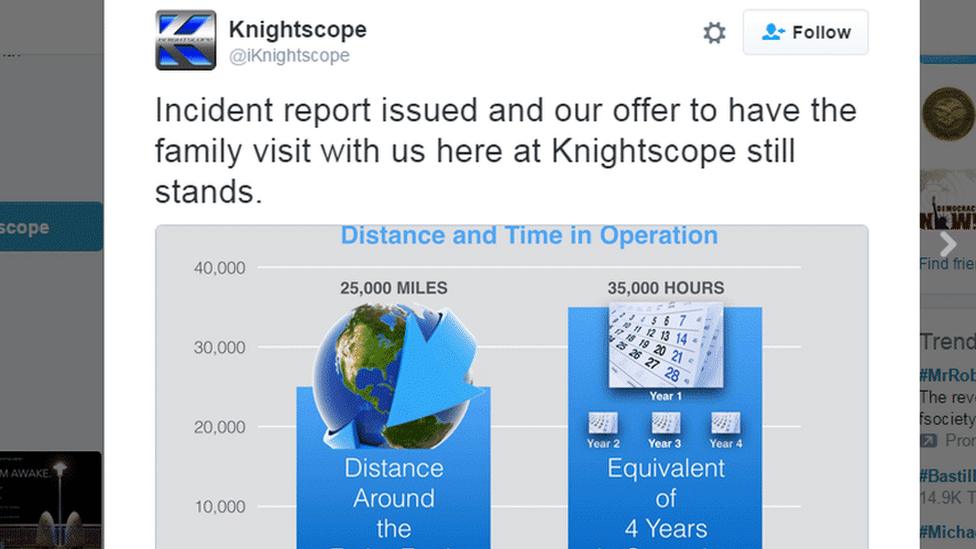 Tweet from Knightscope