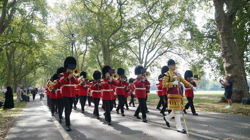 Marching band in park