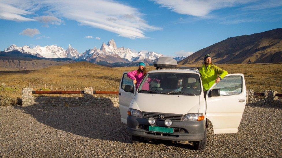 Radka and Ivar in Los Glaciares national park, near El Chalten