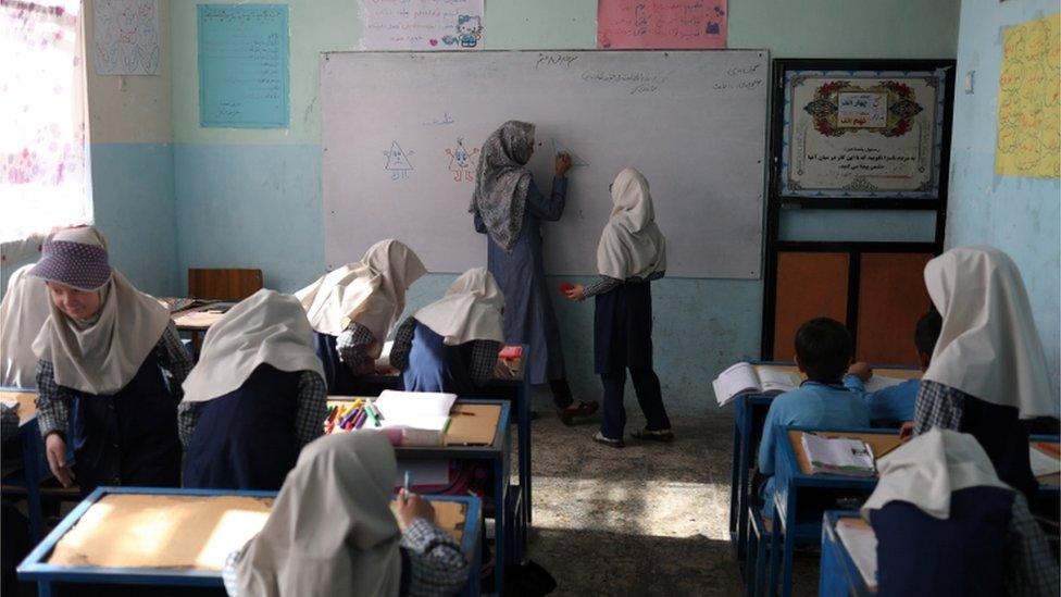 Afghan girls attend school in Kabul