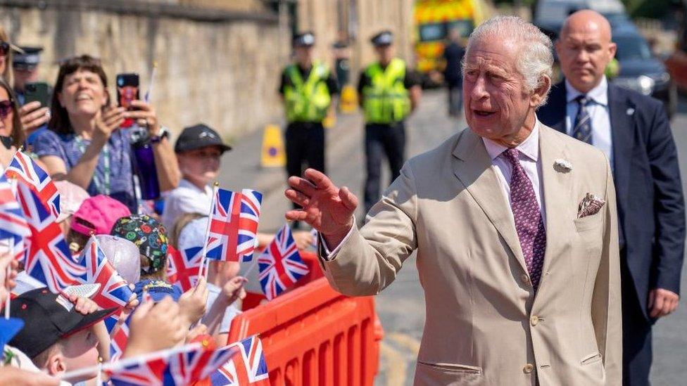 King Charles met people in the town centre on Monday