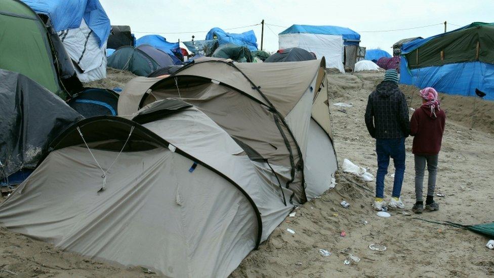 Children in the migrant camp in Calais