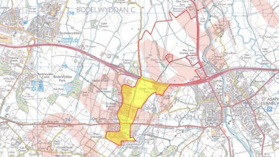 Map showing proposed solar farm