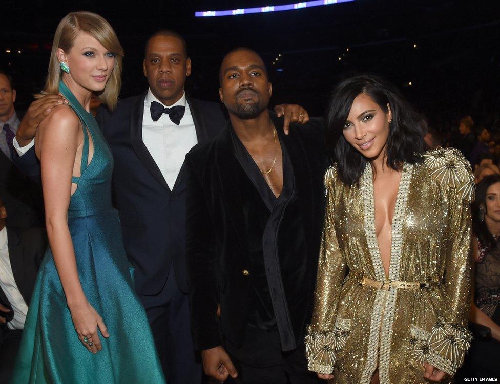 Taylor Swift, Jay Z, Kanye West and Kim Kardashian-West