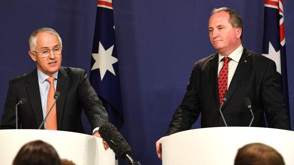 Malcolm Turnbull and Barnaby Joyce address journalists in 2016