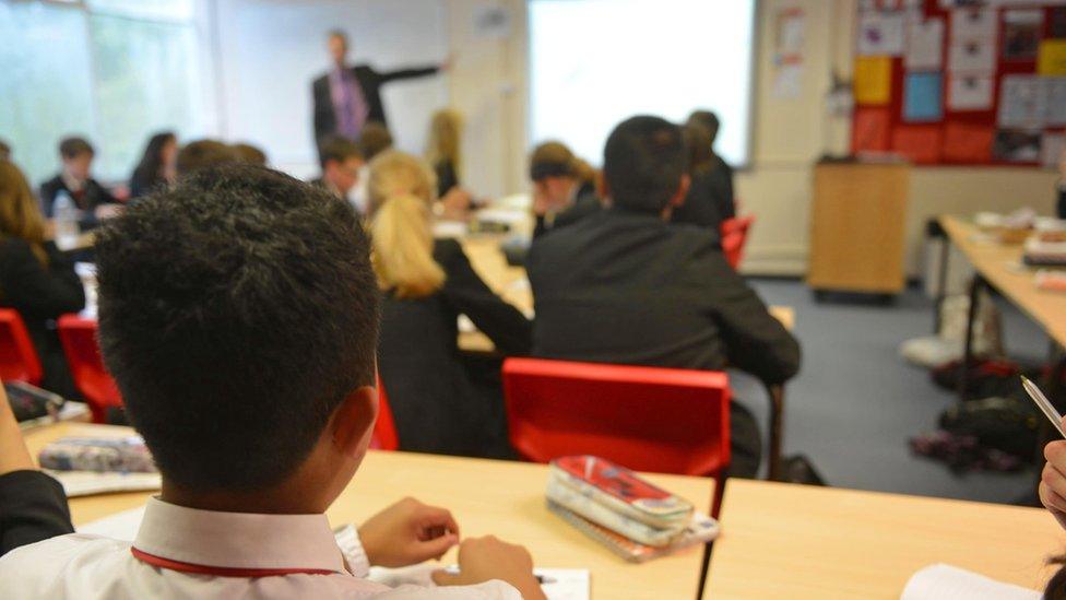 Pupils in a school classroom