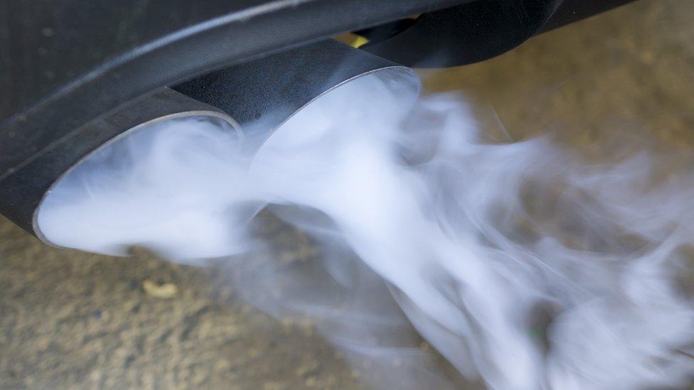 Exhaust gas from a car with diesel engine