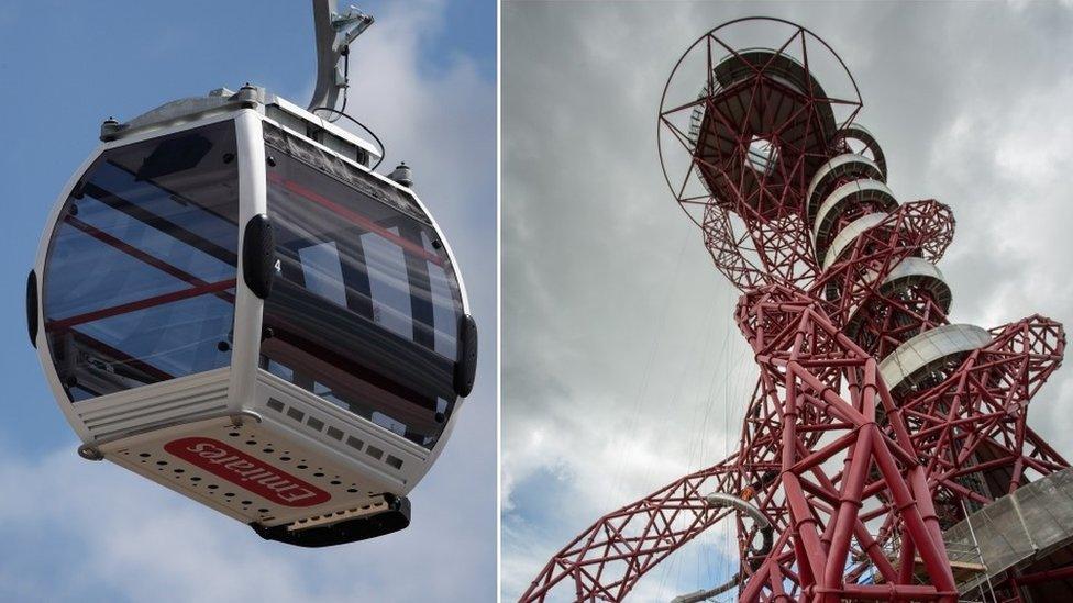 Emirates cable car and Arcelormittal Orbit sculpture