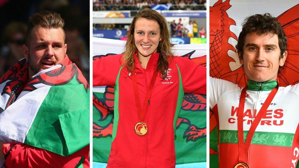 Welsh athletes Aled Sion Davies, Jazz Carlin and Geraint Thomas