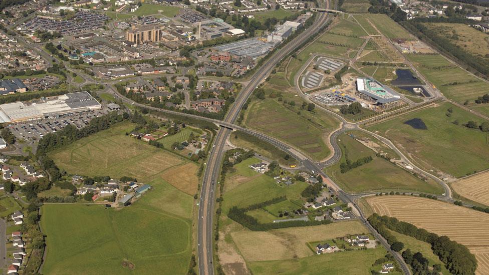 Aerial photograph of the A9 at Inverness