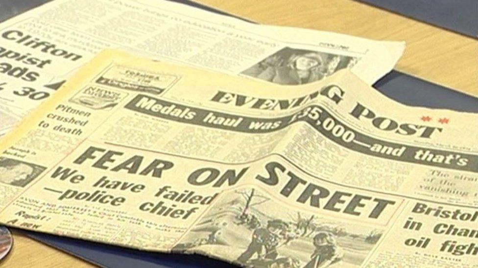 Newspapers showing coverage of the attacks of the Clifton Rapist