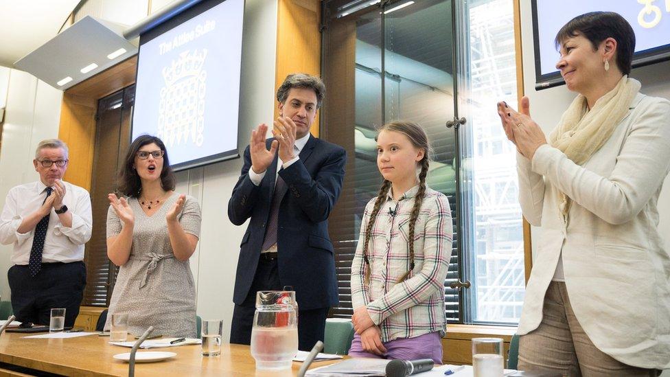 Greta Thunberg applauded by politicians Michael Gove, Layla Moran, Ed Miliband and Caroline Lucas