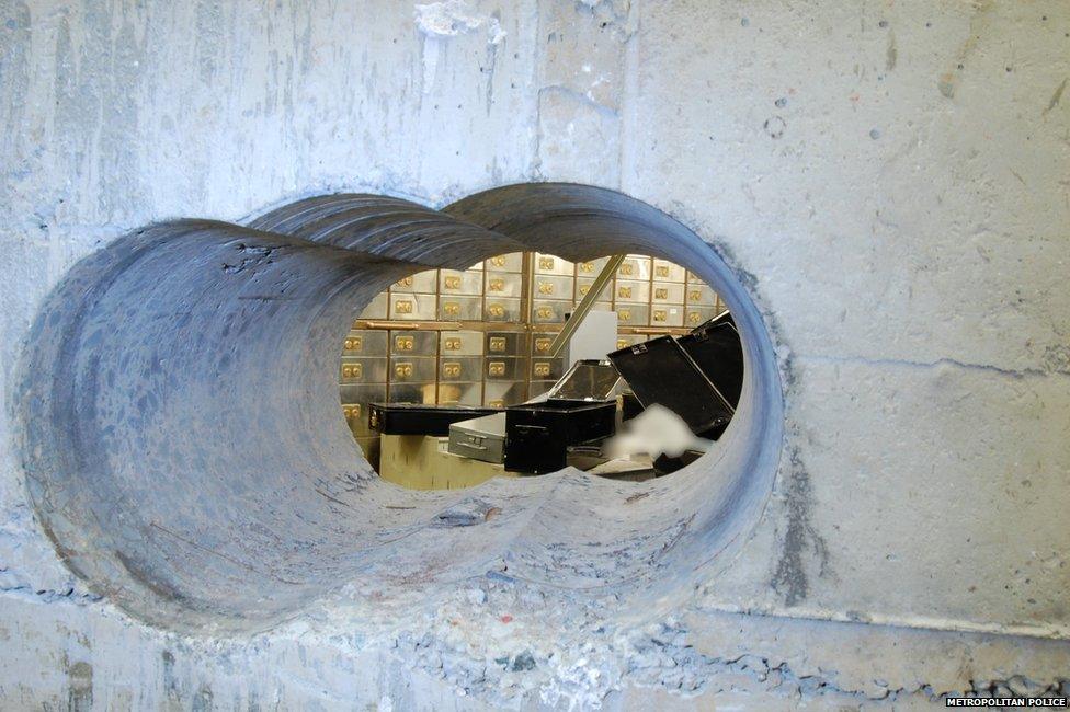 The hole left after the men drilled through into the vault