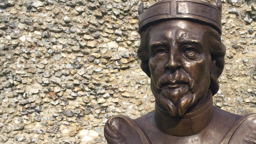 A bronze bust of William the Conqueror which was unveiled at Berkhamsted Castle