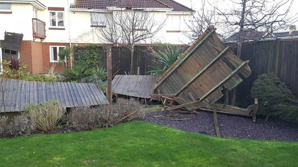 Fence panels were torn down