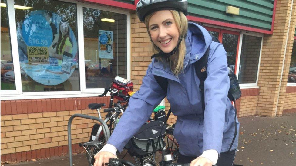 Carys Hepworth on bike