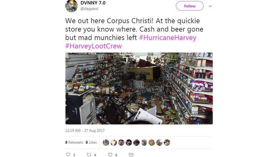 This tweet claimed to show Harvey damage but the photo is actually from Hurricane Sandy in 2012