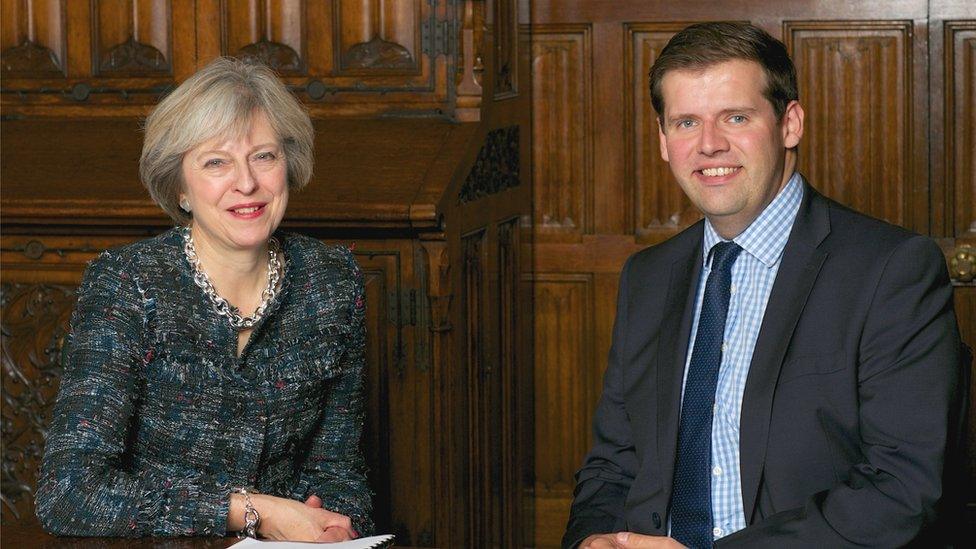 Prime Minister Theresa May and Bath MP Ben Howlett