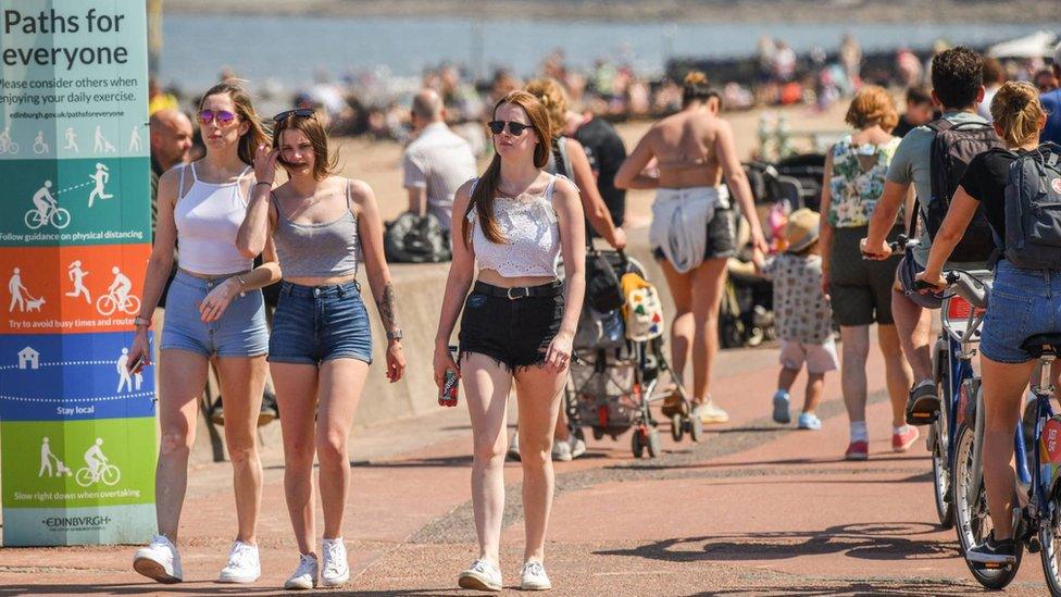 People at the beach in Edinburgh