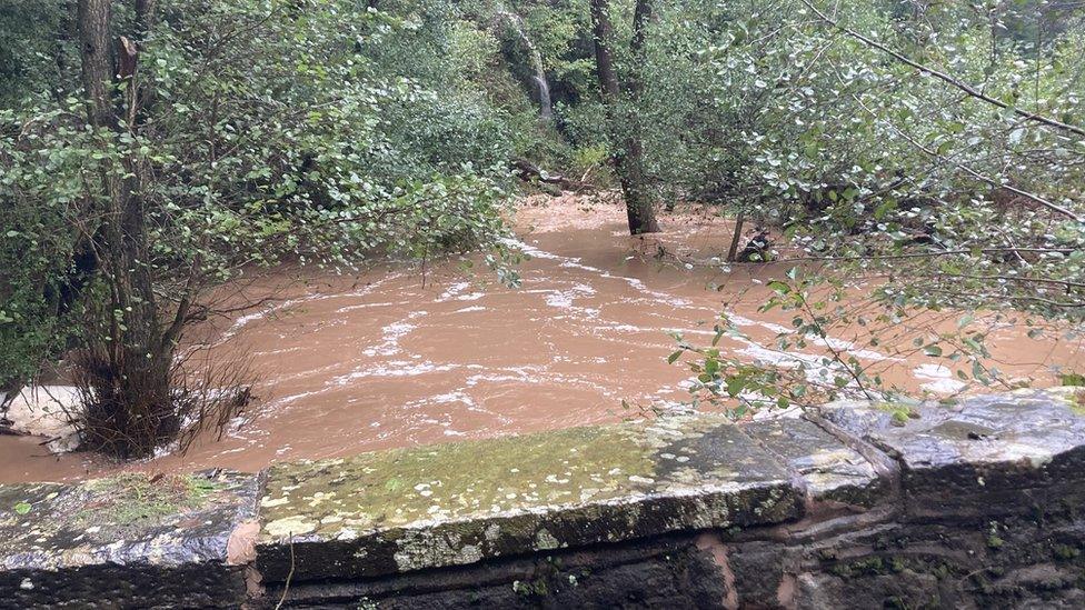 Swollen brook in Cleobury Mortimer