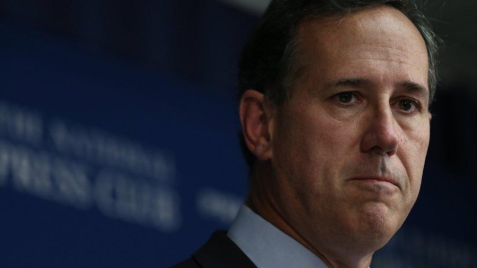 Republican presidential candidate Rick Santorum at the National Press Club speaking about immigration