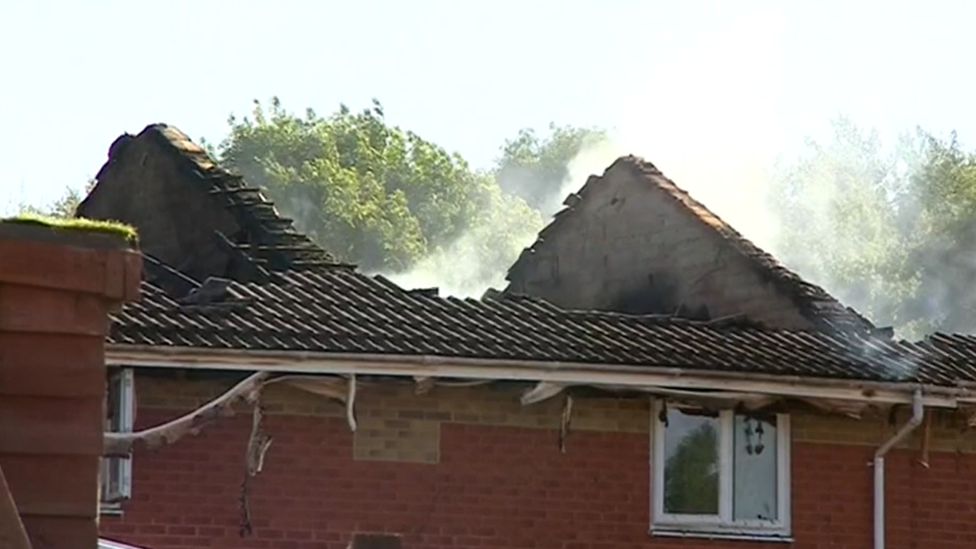 Roof missing from house following fire