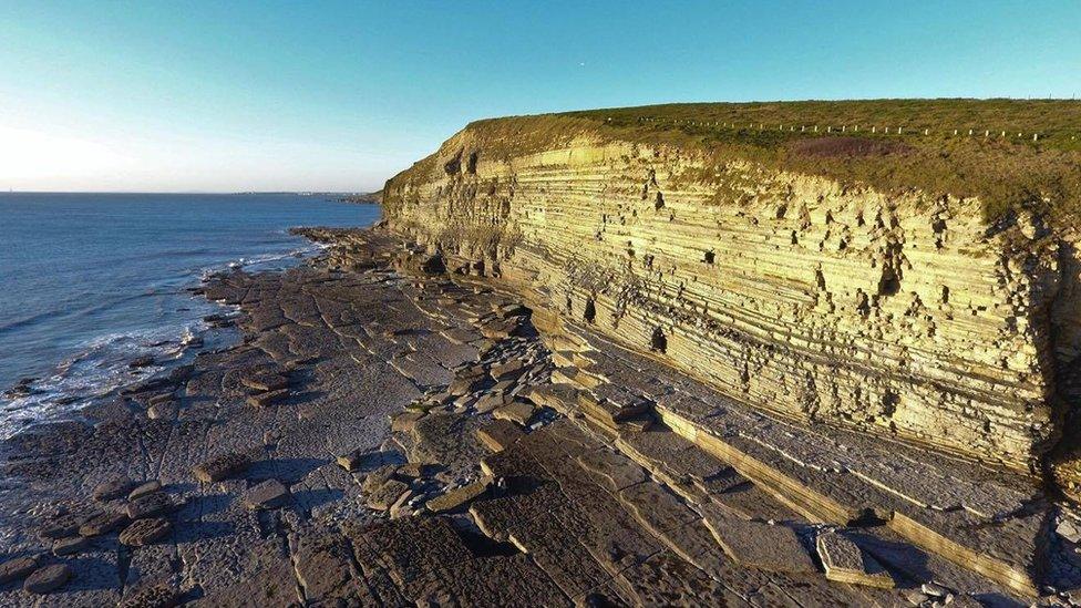 rock formations at Ogmore By Sea in the Vale of Glamorgan