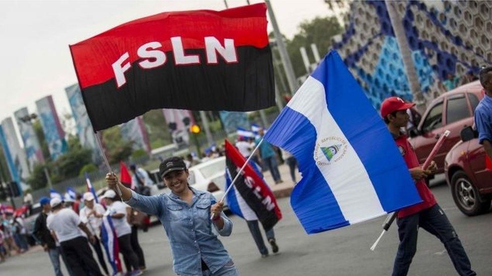 Supporters of the Sandinista National Liberation Front (FSLN) party participate in a rally in Managua, Nicaragua, 09 May 2018.