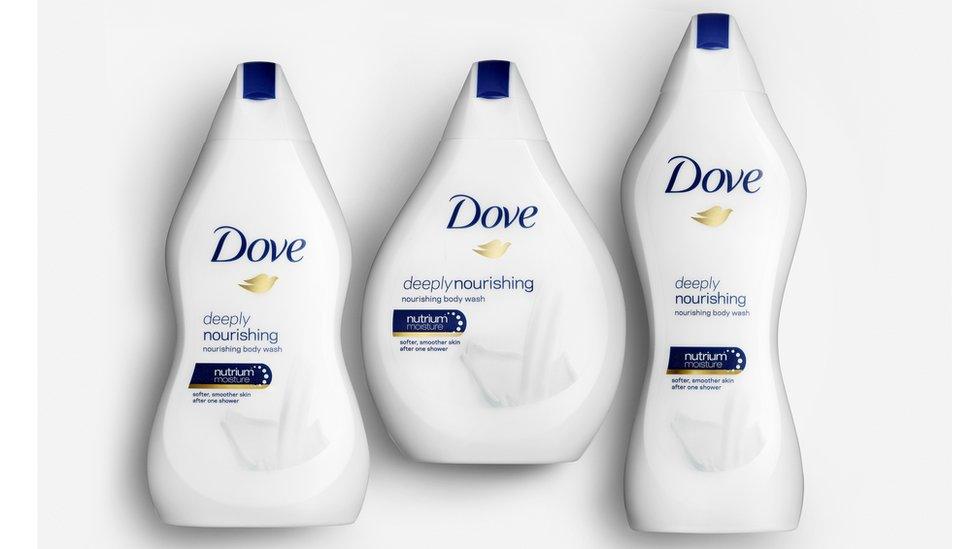 Dove body-shape bottles