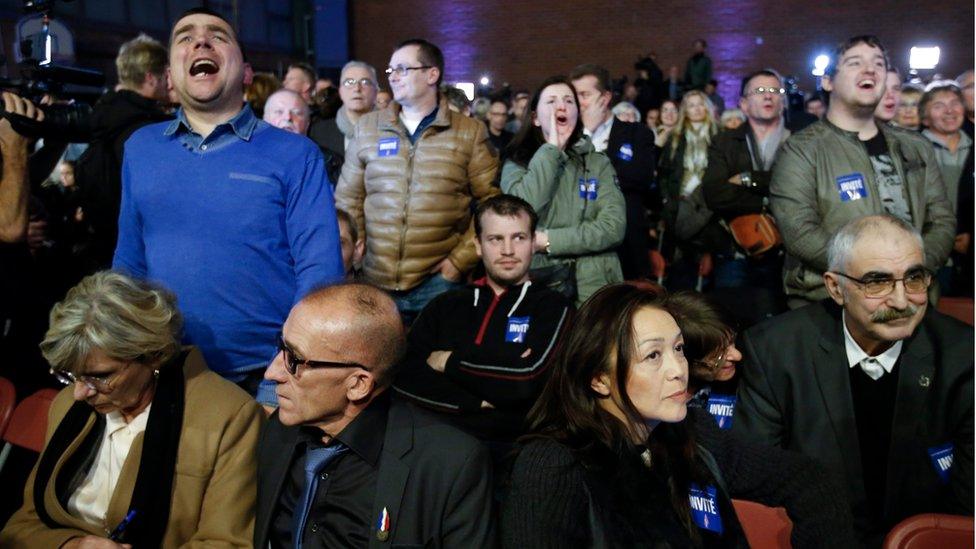 FN supporters in Henin-Beaumont, northern France, on 13 December 2015