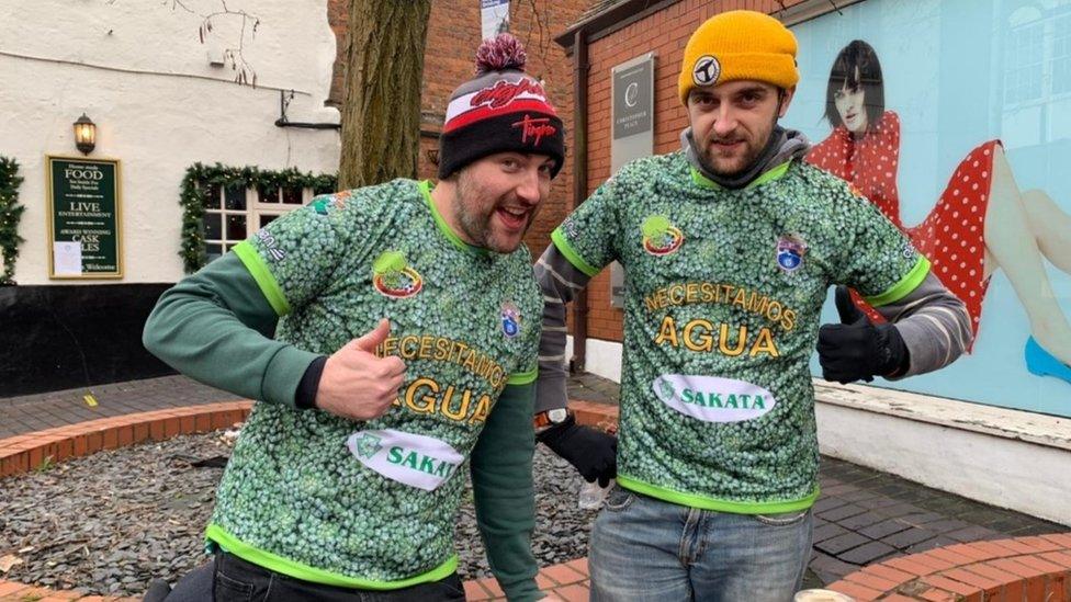 Daley and Lewis Jones in broccoli football shirts