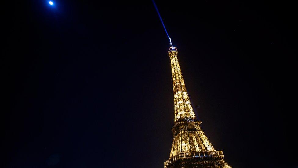 Eiffel Tower in moonlight