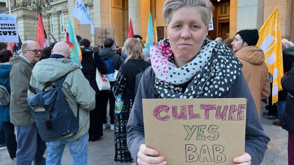 Katie at the protest