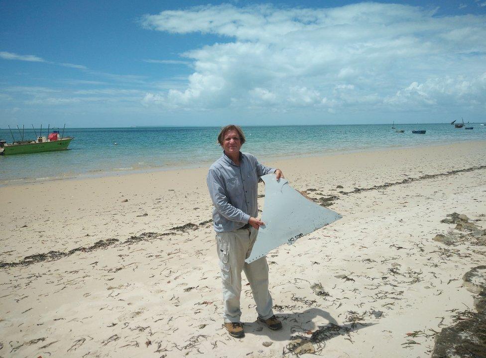 Picture of debris which Blaine Alan Gibson said he found on a beach in Mozambique