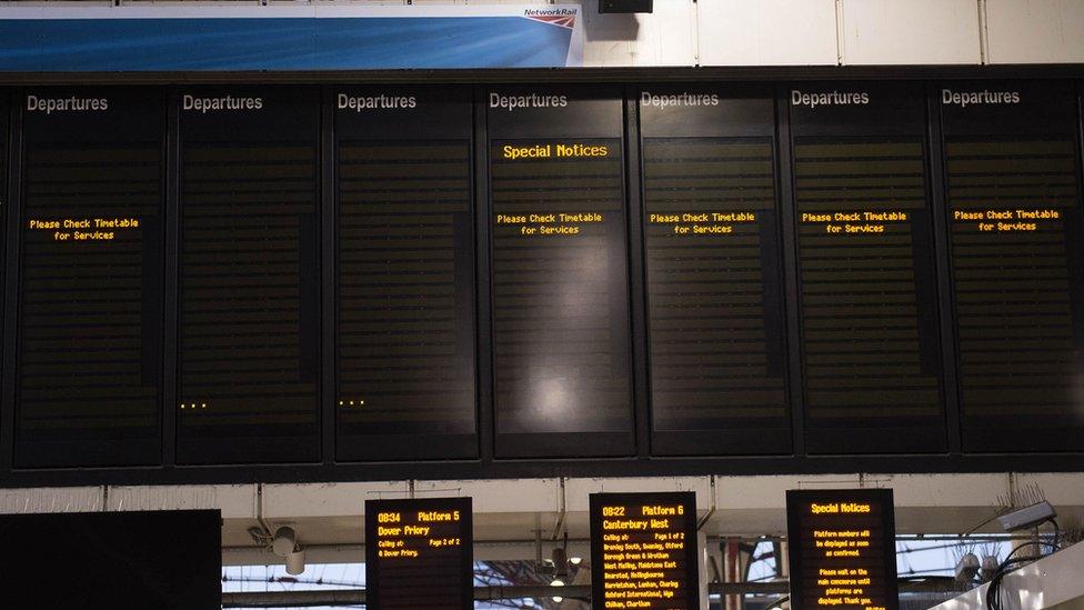 Empty station departure boards