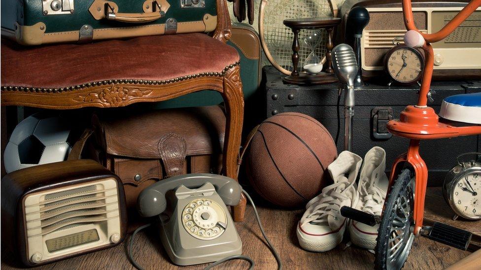 Old-fashioned objects in attic