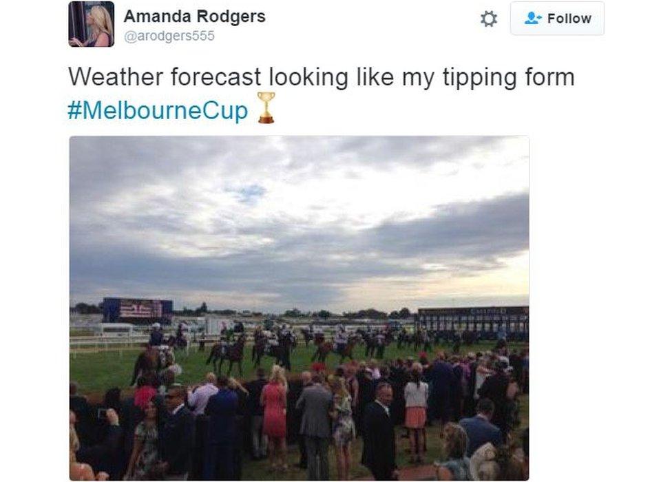 Clouds roll in over Flemington Racecourse (1 Nov 2016)