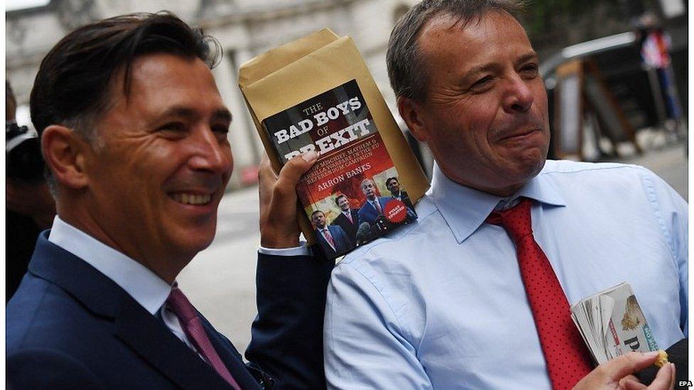 Andy Wigmore and Arron Banks outside the House of Commons