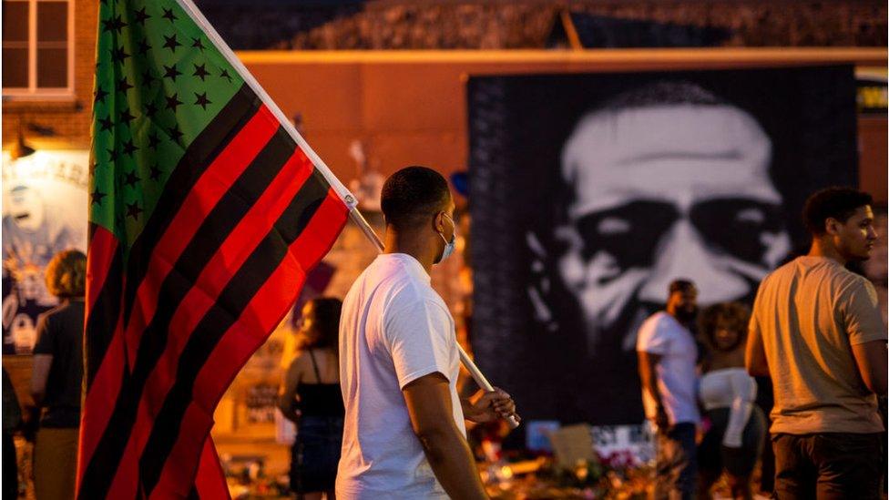 A Juneteenth celebration at the memorial to George Floyd in Minneapolis