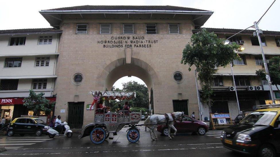 The Cusrow Baug parsi colony is seen in Mumbai , India on 20th September 2015.