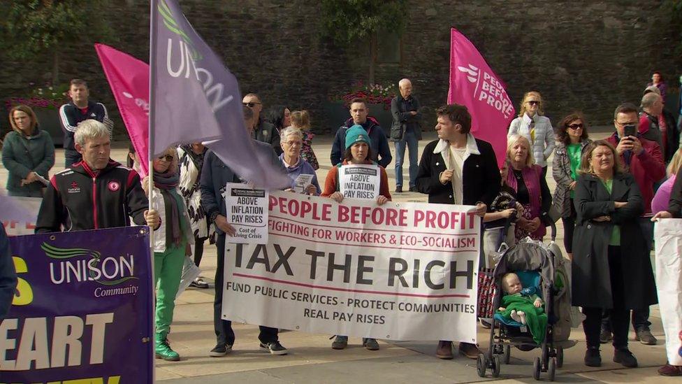 Cost of living rally in Guildhall Square, Derry