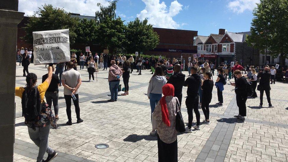 protesters in Barry's King Square