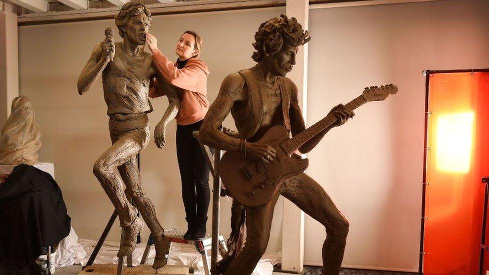 Statues of Mick Jagger and Keith Richards