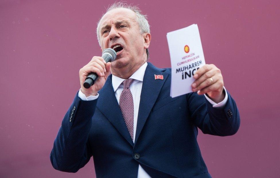 Presidential candidate Muharrem Ince delivers a speech during a rally in Istanbul, on 23 June 2018