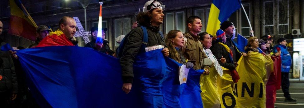 Anti-corruption protesters in Bucharest in February 2017