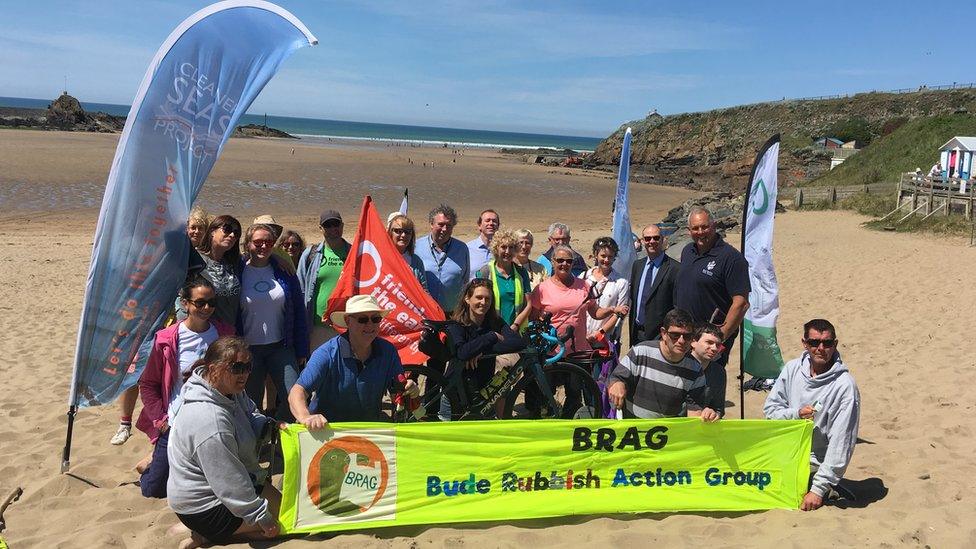 Group of people on Bude beach