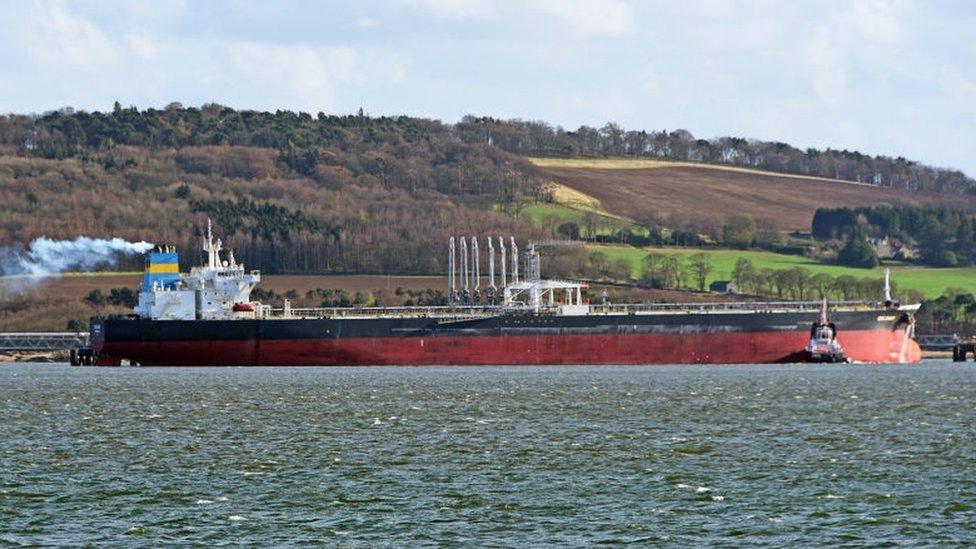 An oil tanker off the coast of Scotland