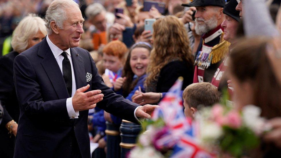 rowds cheer as King Charles III and the Queen Consort arrive for a visit to Hillsborough Castle, Co Down