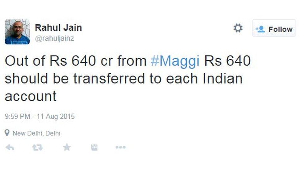 Out of Rs 640 cr from #Maggi Rs 640 should be transferred to each Indian account