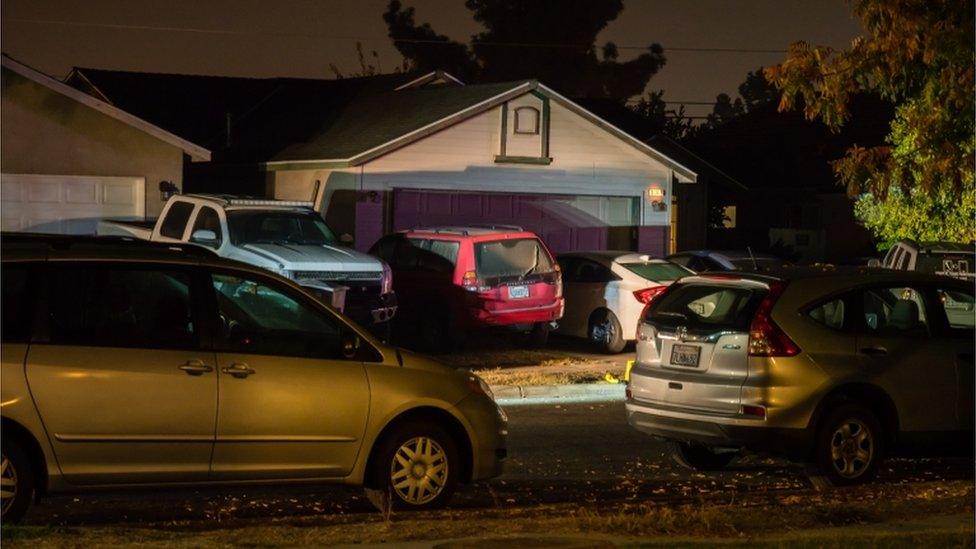 A view of the house where a shooting occurred, in Fresno, California, USA, 17 November 2019